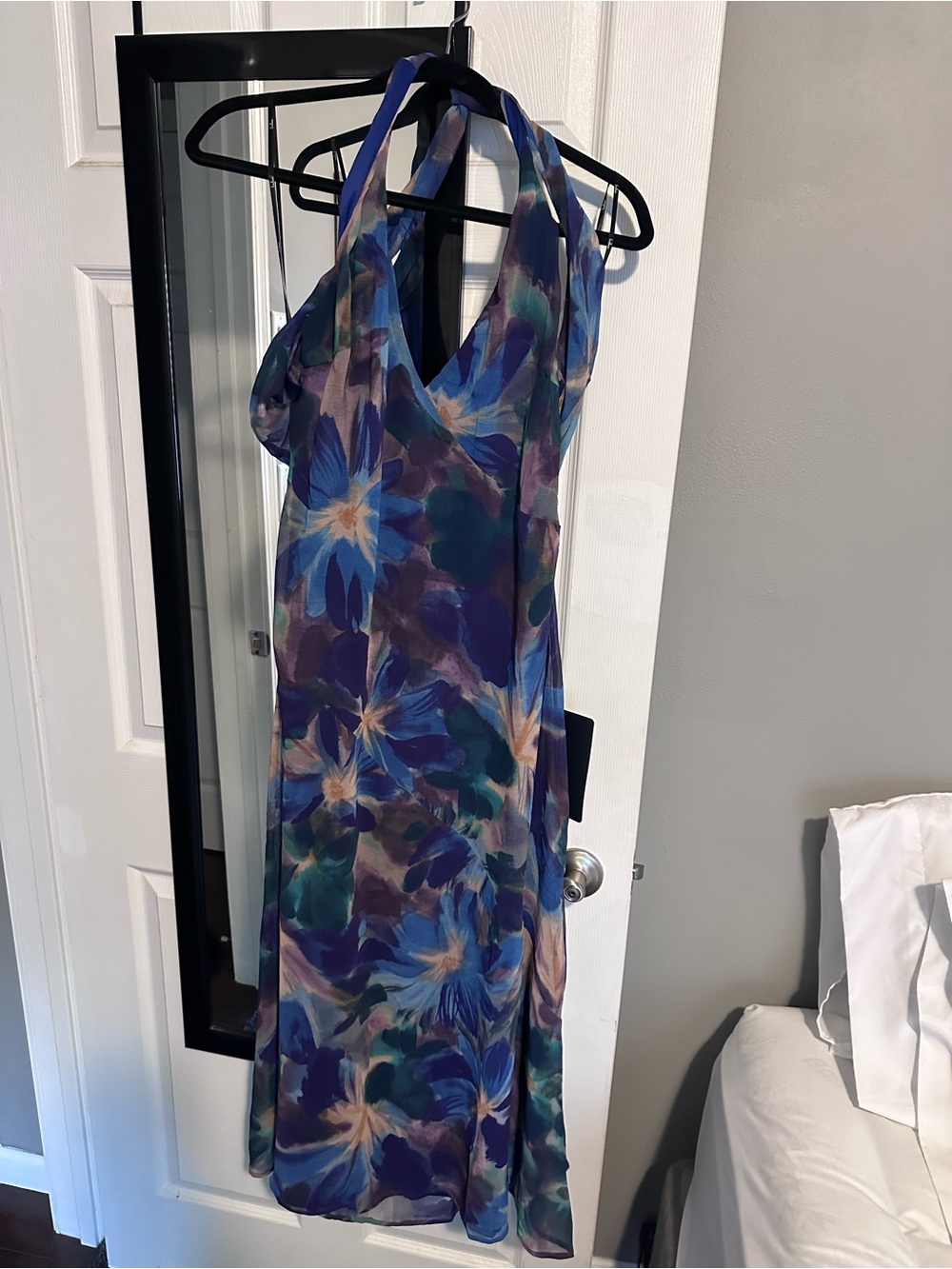 Blue Floral Halter Midi Dress - Women